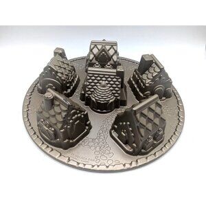 Nordic Ware Cozy Village Cakelet Pan 3D Cast Aluminum Nonstick Baking Mold